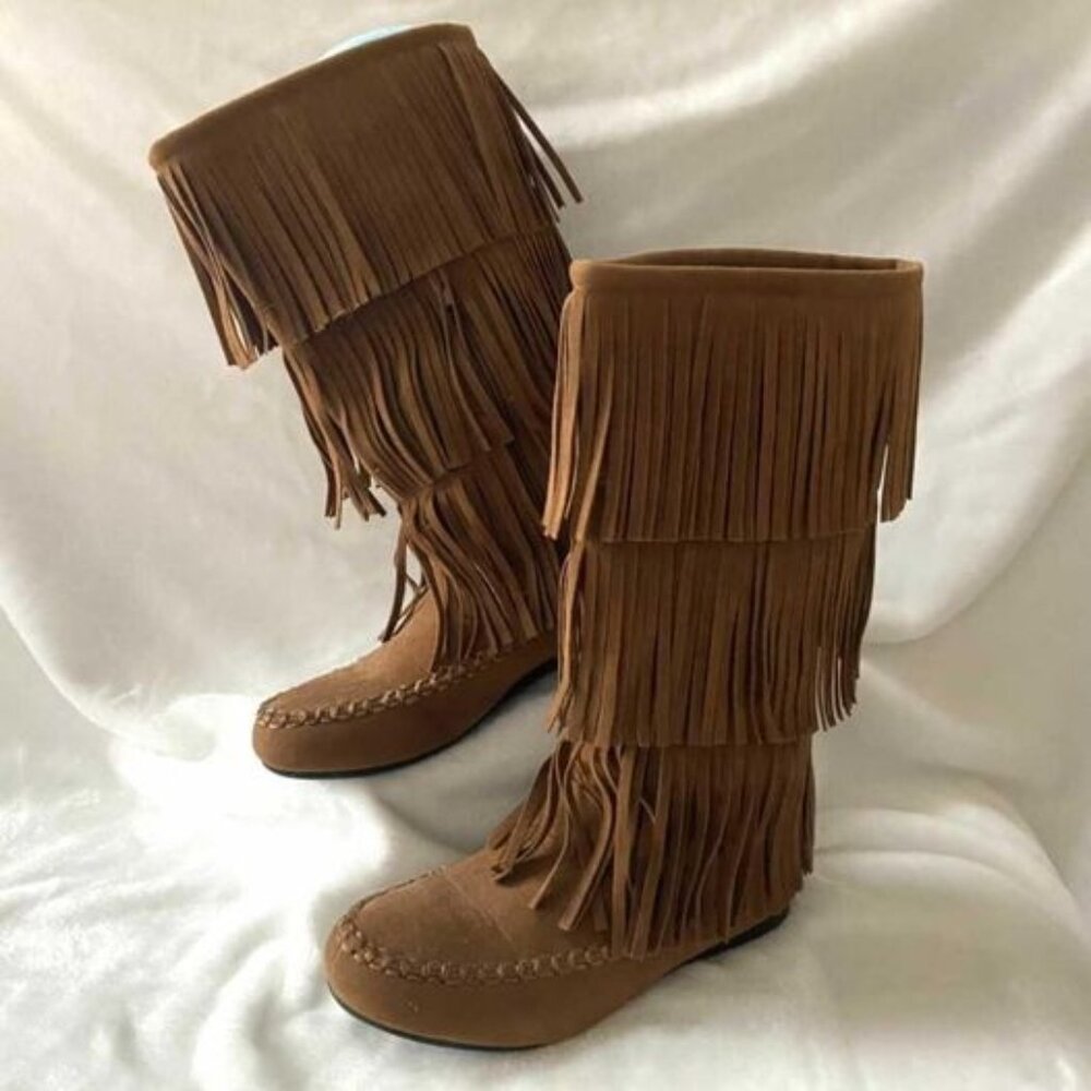 Hot Tomato Minnetonka Style Girls Fringed Boots Size 6